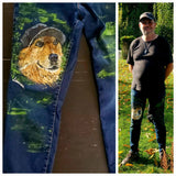 Peinture d'un chien sur jeans "Hatchi"