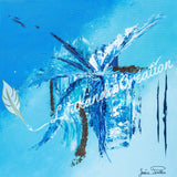 Peinture abstraite tons de bleu "Respire"